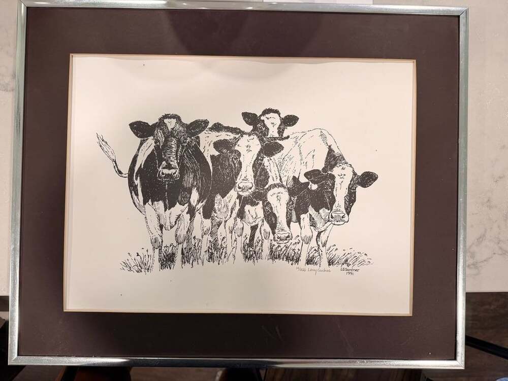 Larry Gardner 14/300 Signed Limited Edition Cow Print 1991 Framed - No Glass
